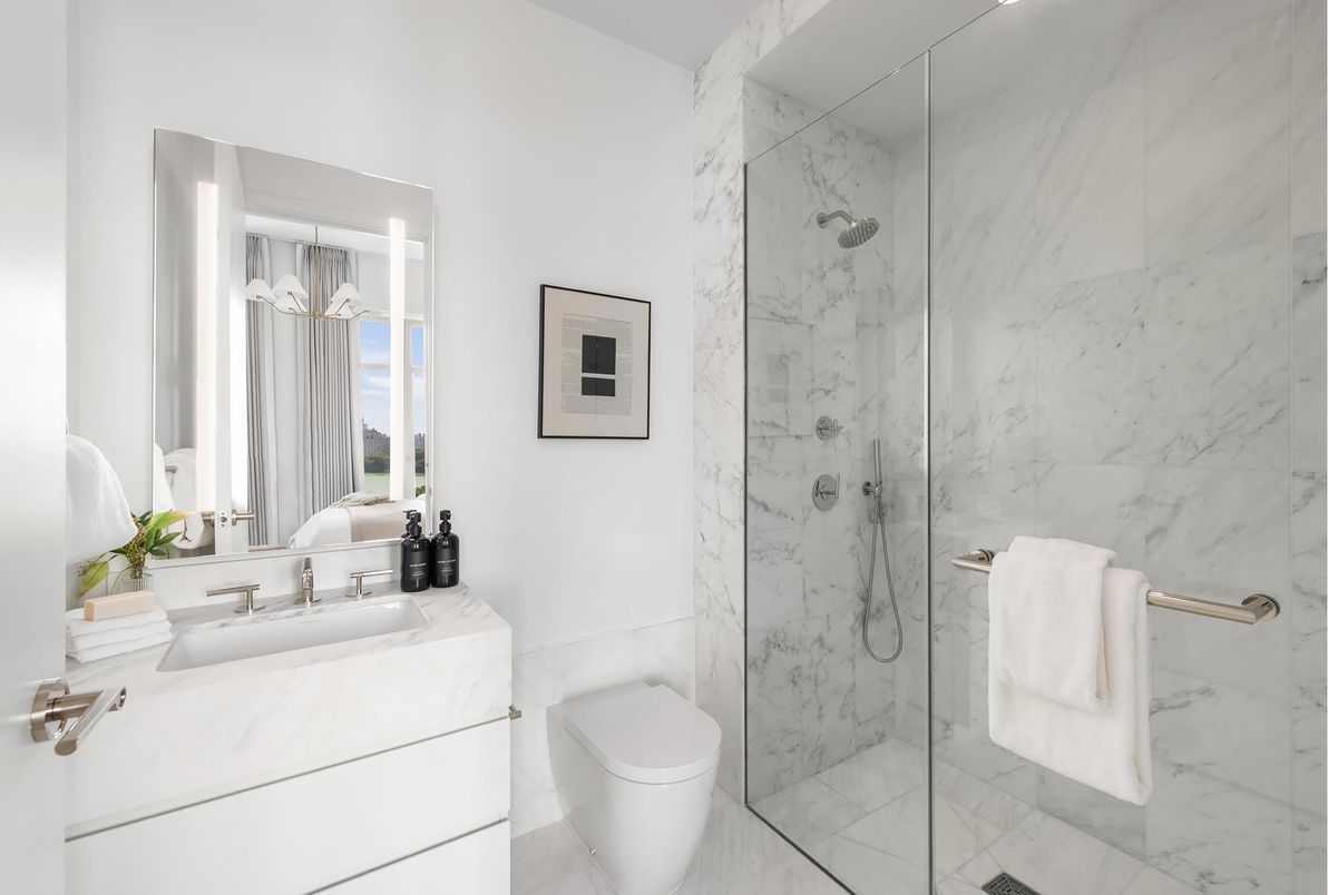 Bathroom, Glass Shower, Interior, Marble Walls