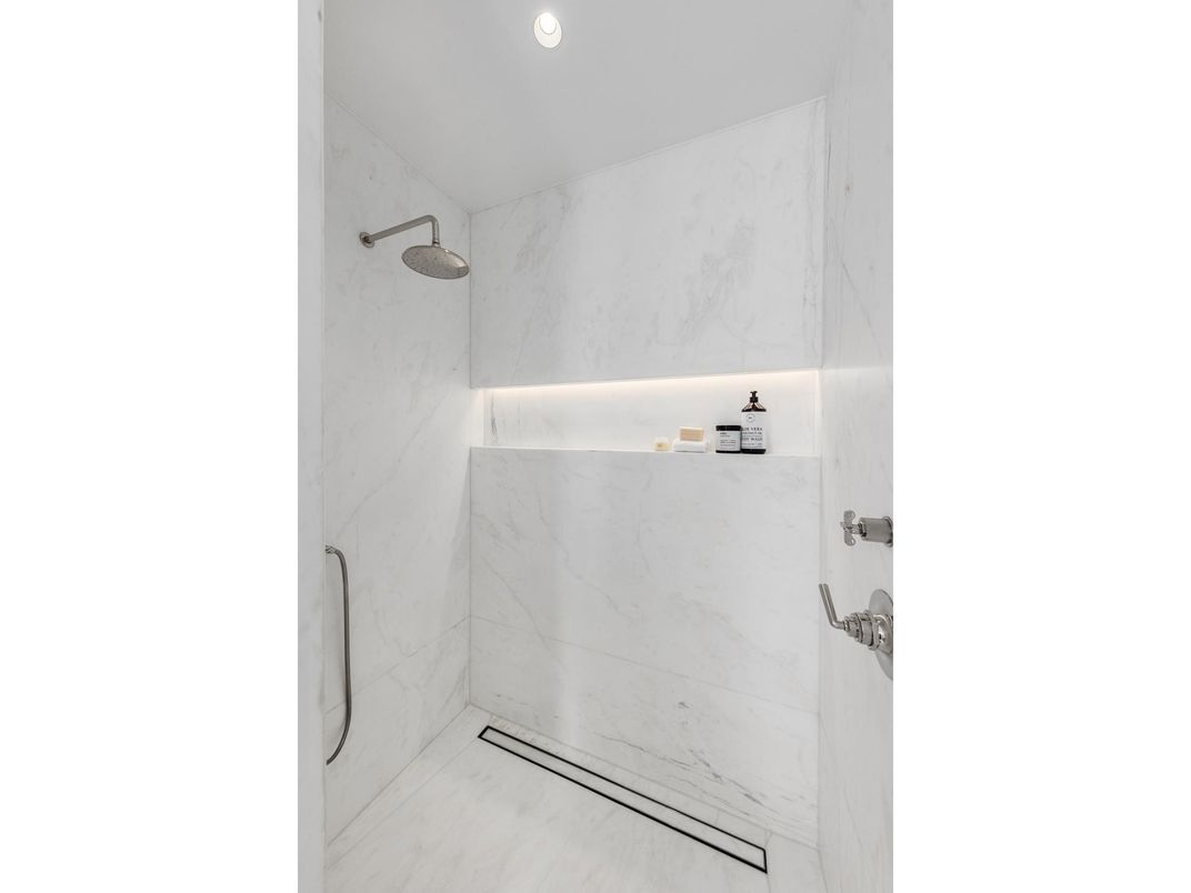 Bathroom, Interior, Marble Walls, Recessed Lighting