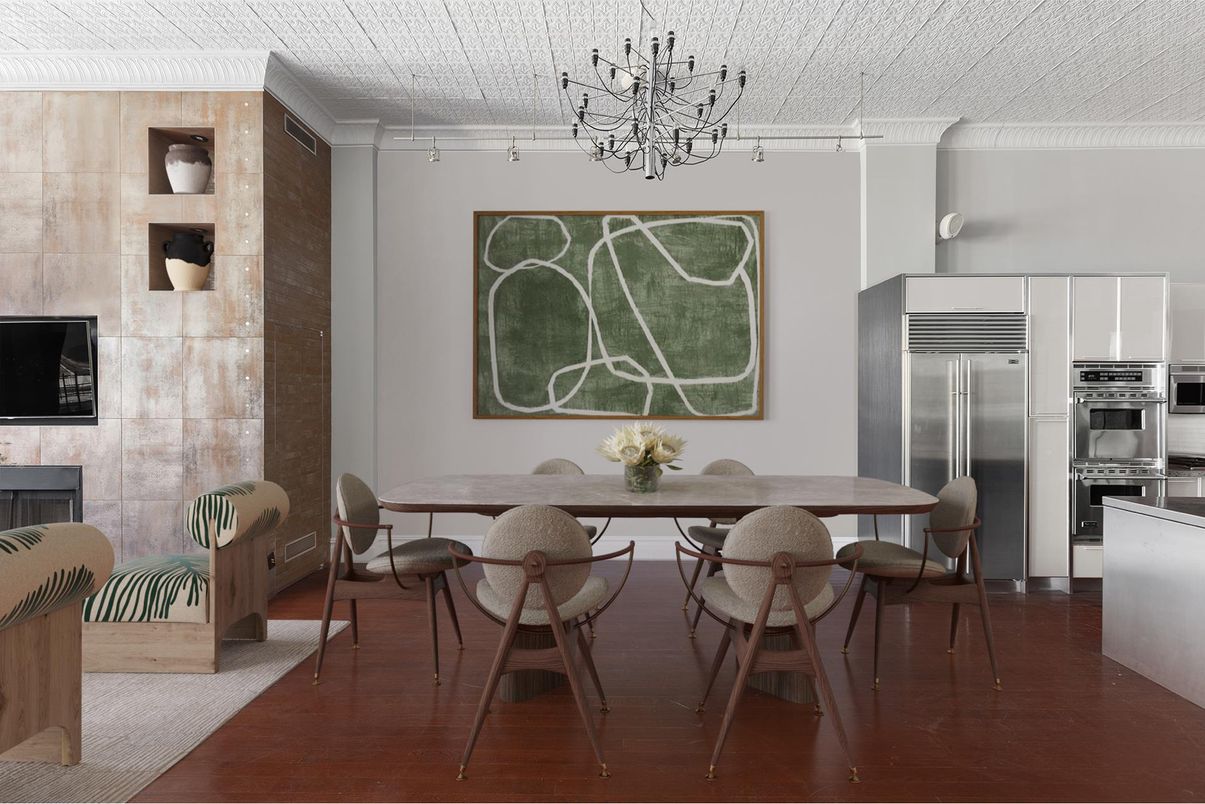 Dining room, Interior, Kitchen, Stainless Steel Appliances, Wood Texture Flooring