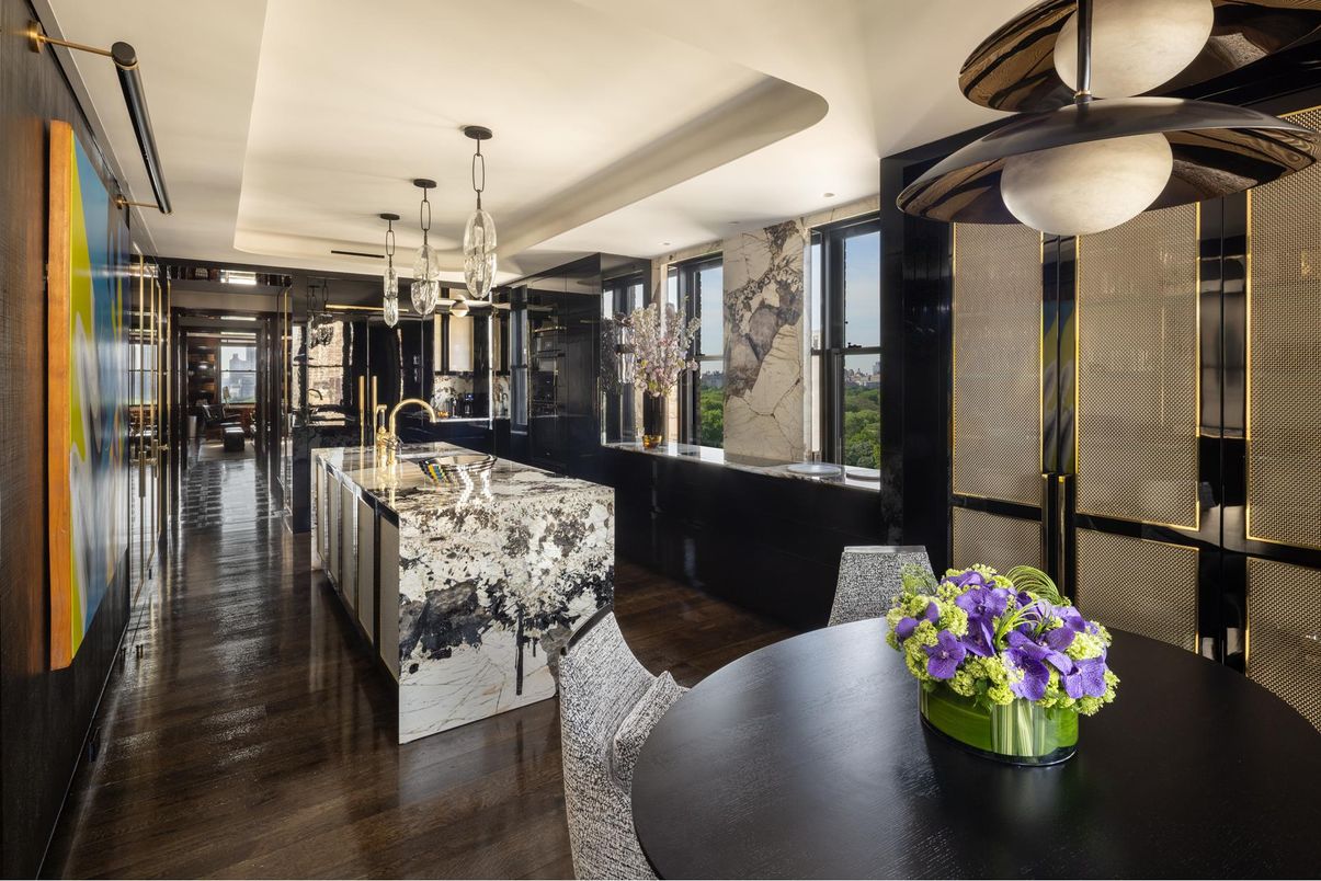 Dining room, Interior, Kitchen, Pendant Lights, Wood Texture Flooring