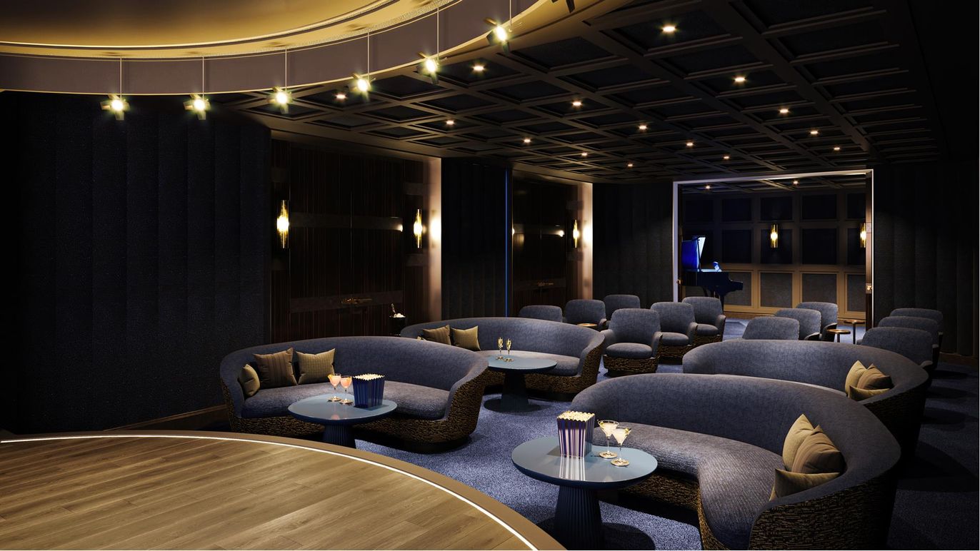 Interior, Recessed Lighting, Theatre Room, Wood Texture Flooring