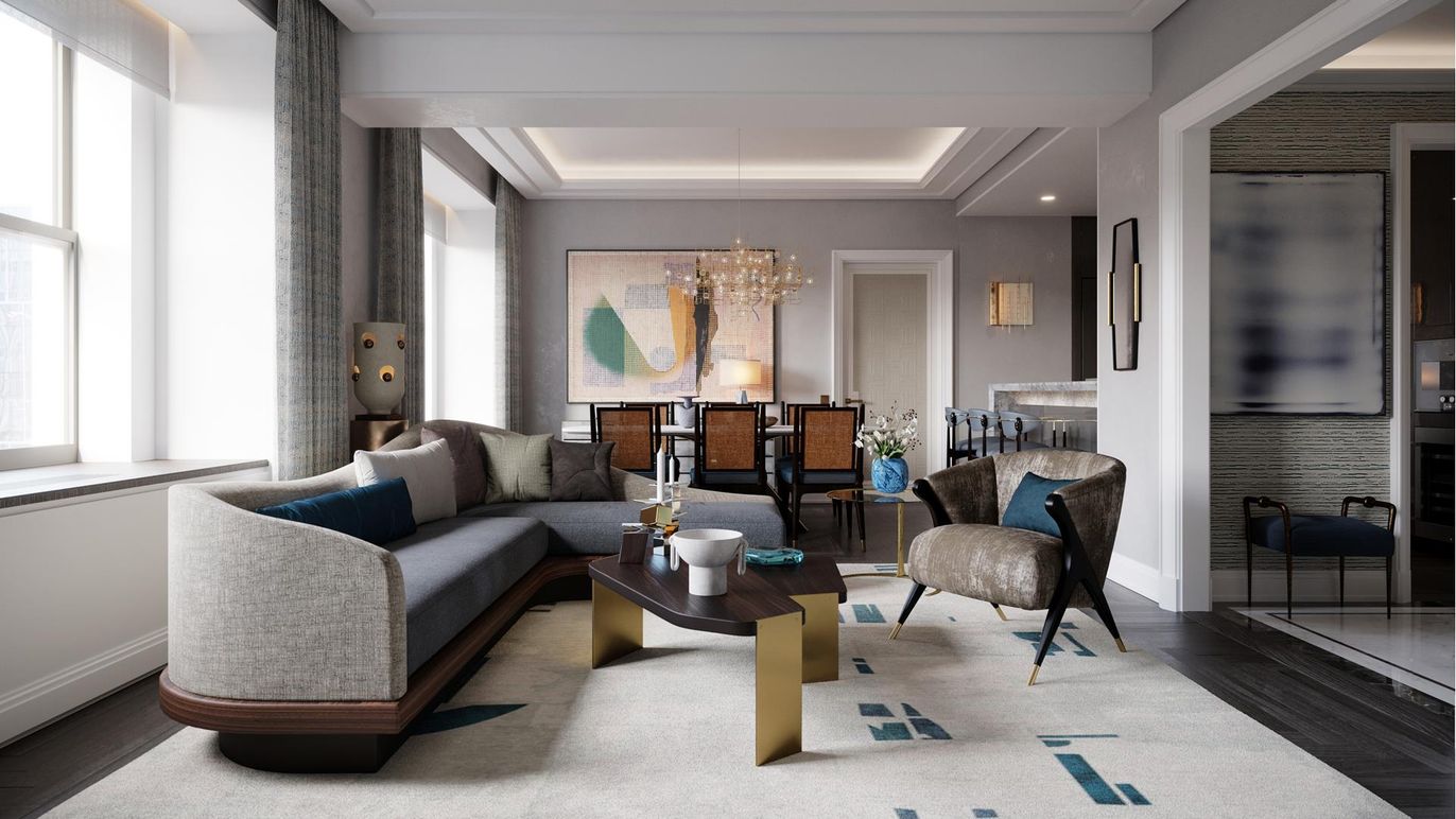 Chandelier, Interior, Living room, Recessed Lighting, Wood Texture Flooring