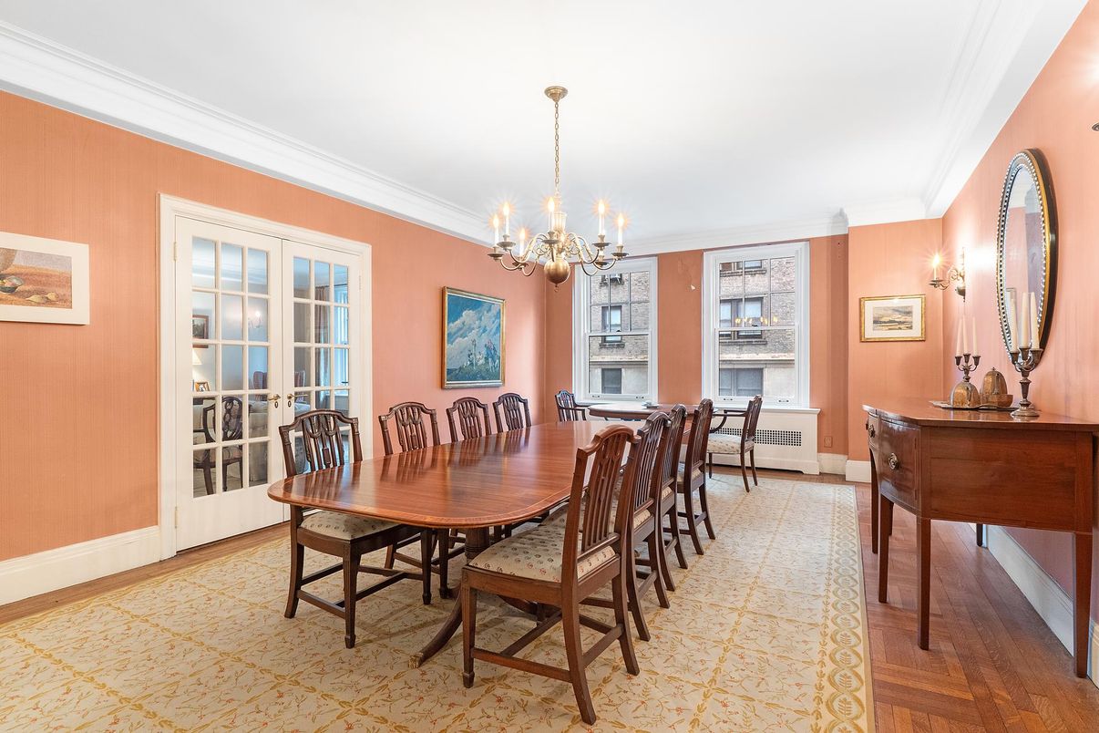 Chandelier, Dining room, Interior, Wood Texture Flooring