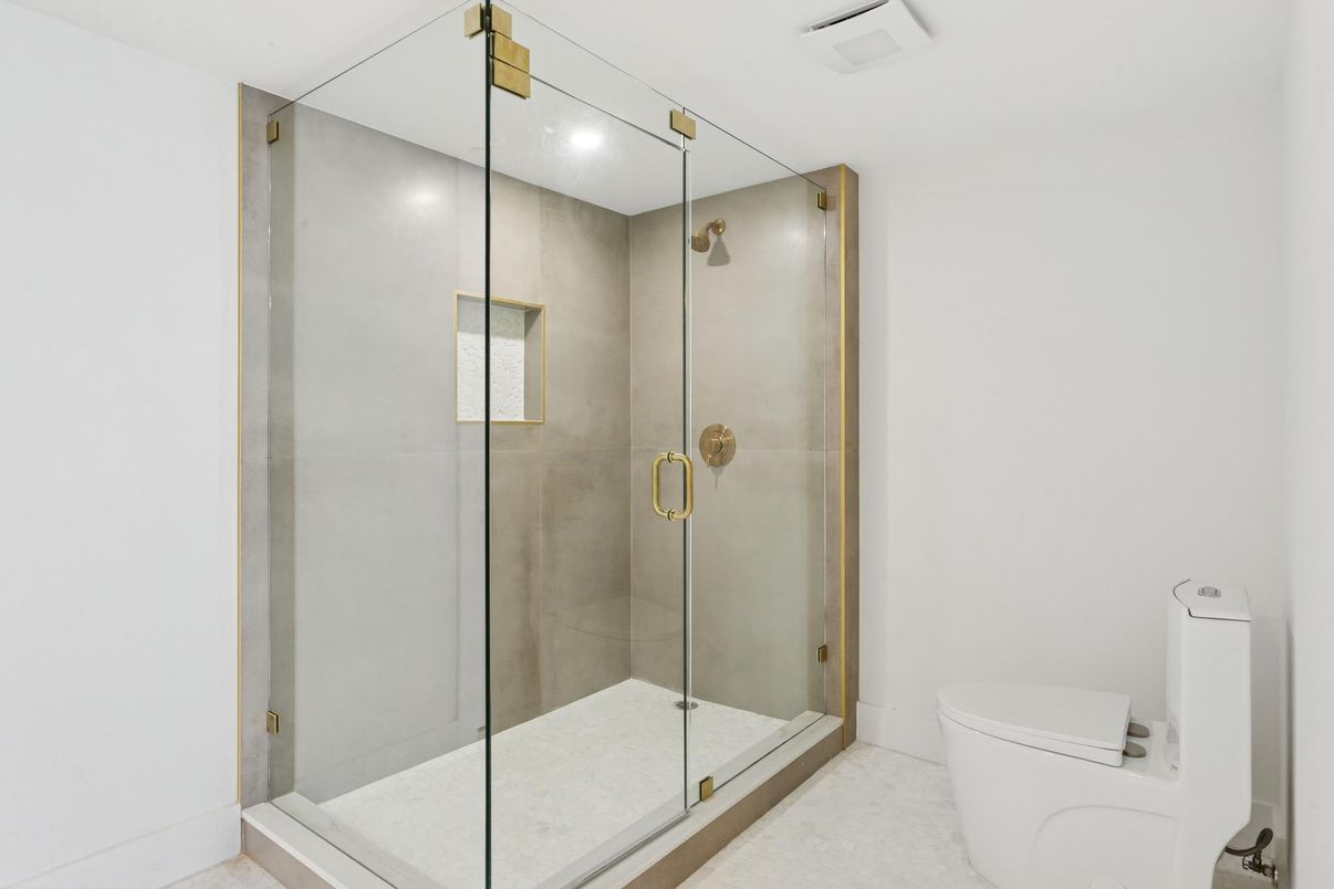 Bathroom, Glass Shower, Interior, Recessed Lighting