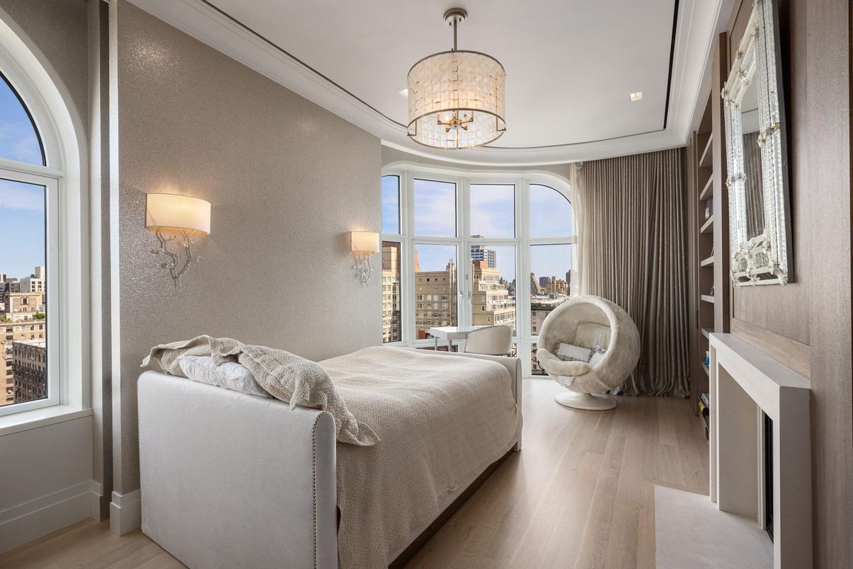 Bedroom, Fireplace, Interior, Wood Texture Flooring