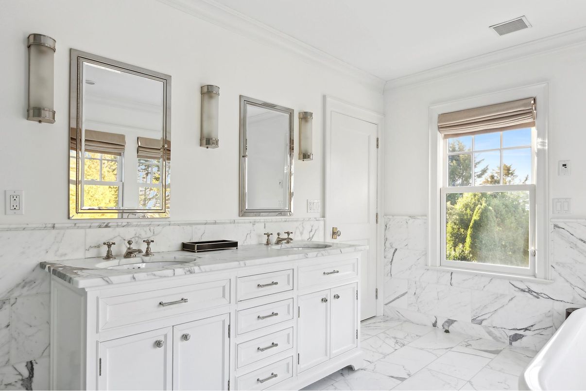 Bathroom, Dual Sink Vanities, Interior, Marble, Marble Walls
