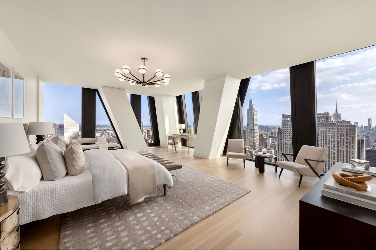 Bedroom, Chandelier, Interior, Pendant Lights, Wood Texture Flooring