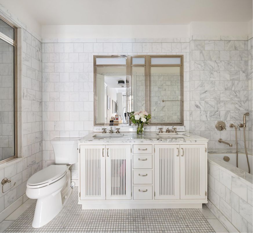 Bathroom, Dual Sink Vanities, Interior, Marble Walls