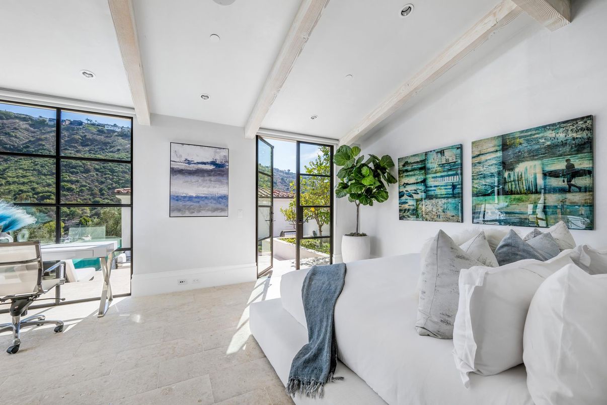 Bedroom, Interior, Recessed Lighting, Wooden Beams