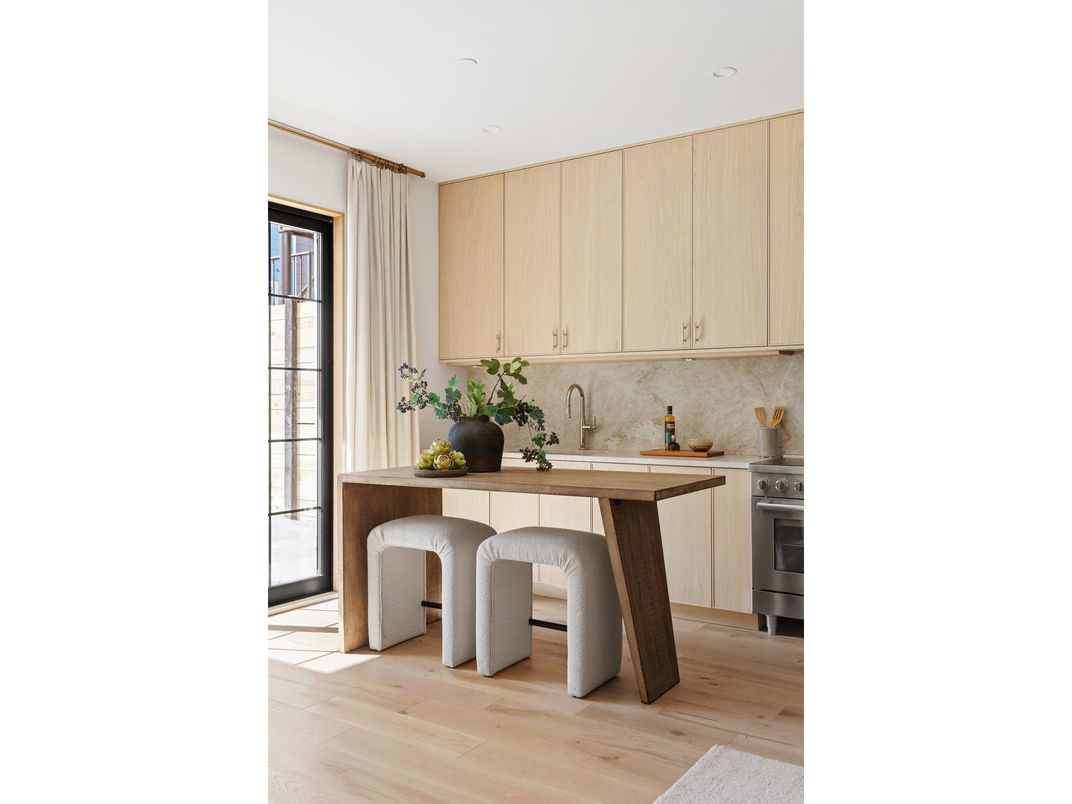 Dining room, Interior, Kitchen, Recessed Lighting, Stainless Steel Appliances, Wood Texture Flooring