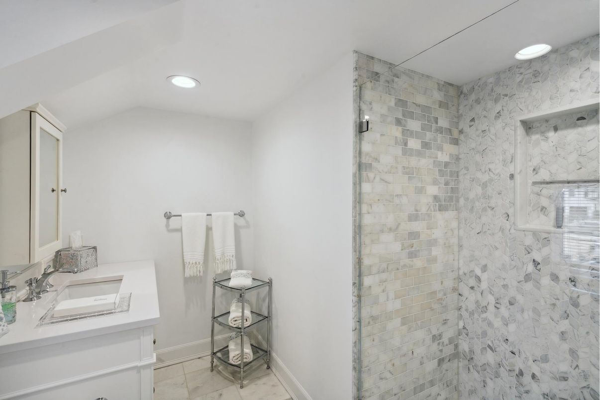 Bathroom, Glass Shower, Interior, Recessed Lighting