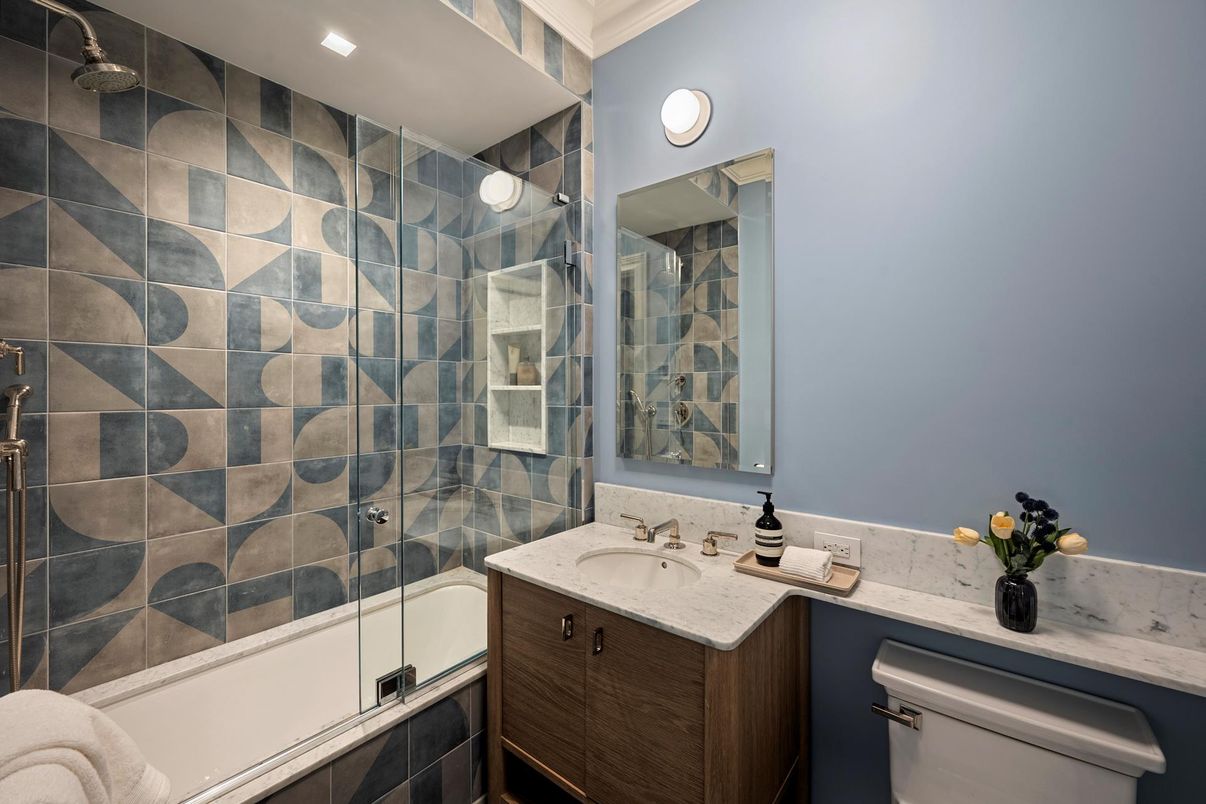 Bathroom, Glass Shower, Interior, Recessed Lighting