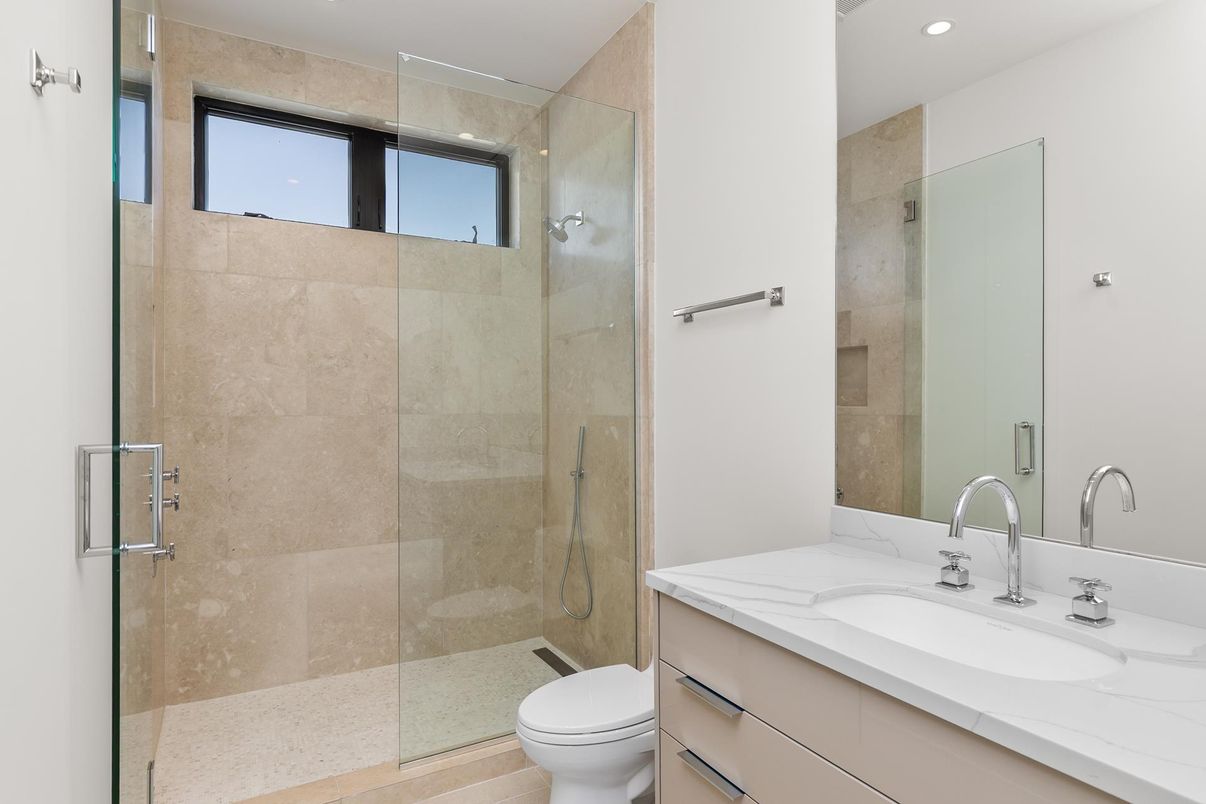 Bathroom, Glass Shower, Interior, Recessed Lighting