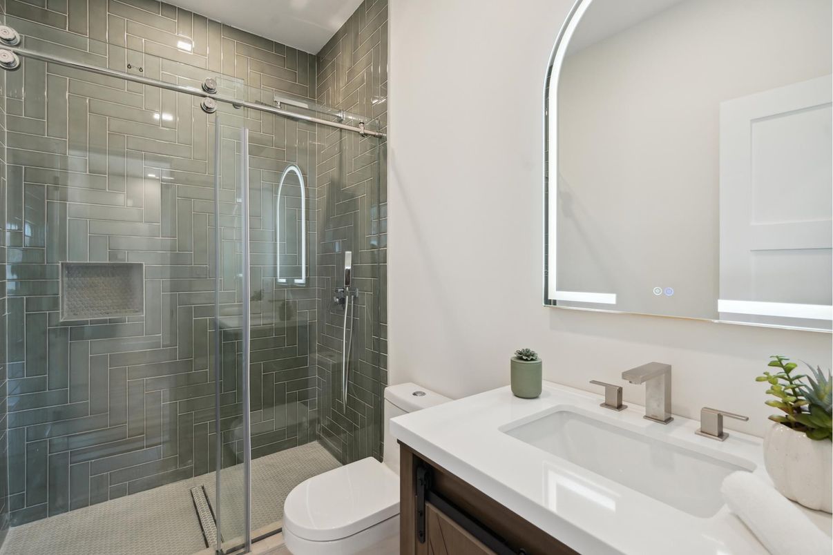 Bathroom, Glass Shower, Interior, Recessed Lighting