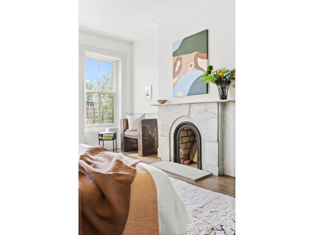 Bedroom, Fireplace, Interior, Wood Texture Flooring