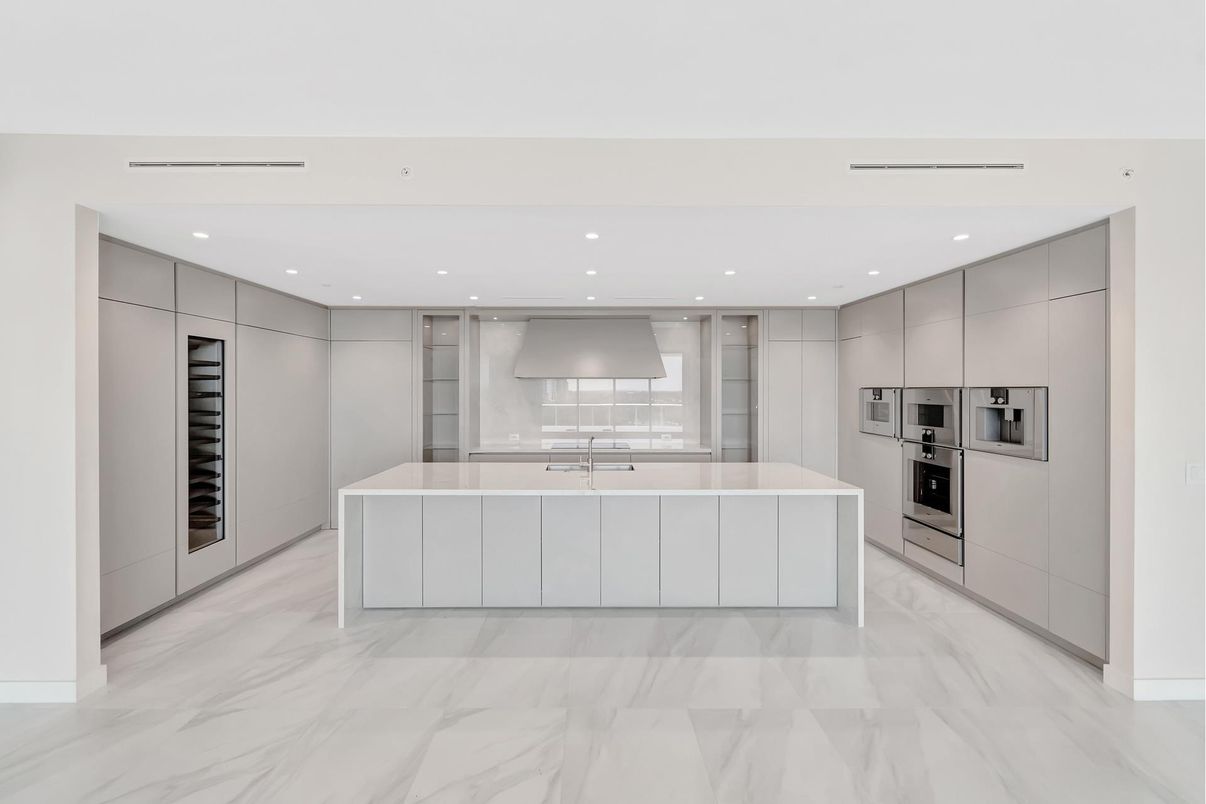 Interior, Kitchen, Marble, Recessed Lighting, Stainless Steel Appliances