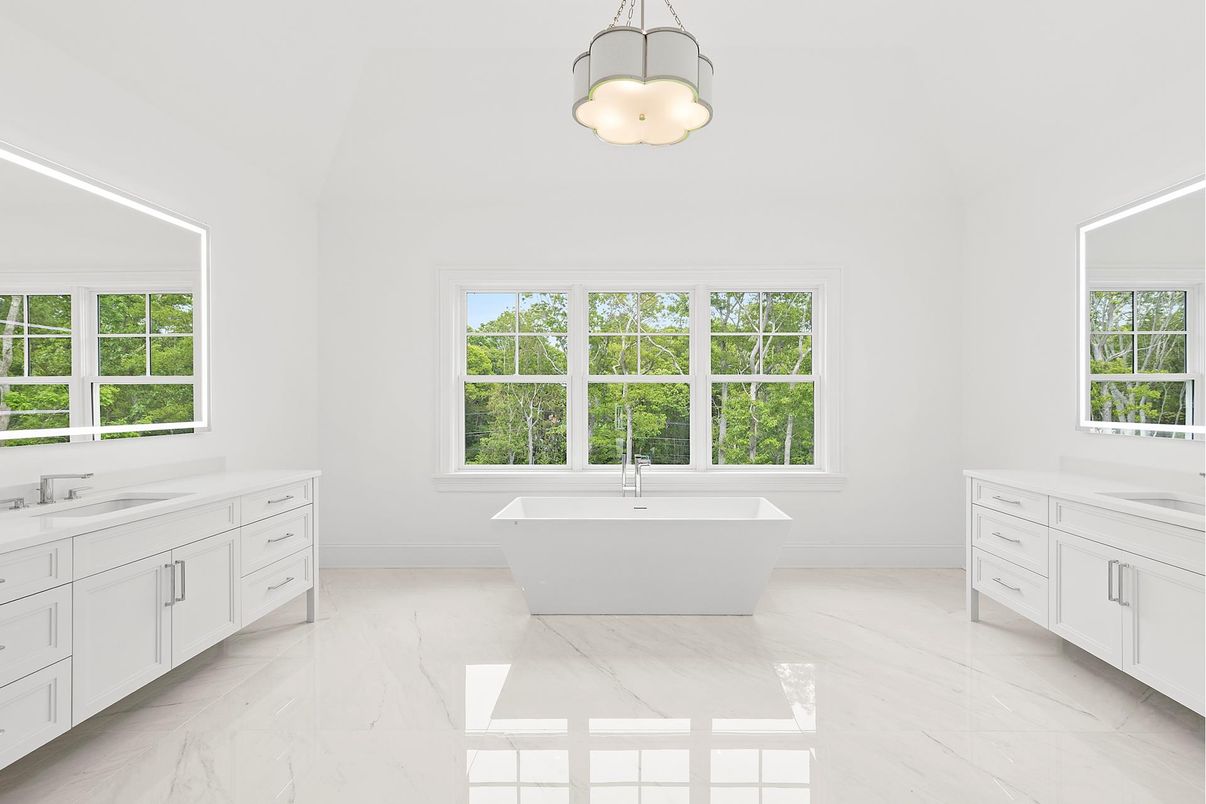 Bathroom, Dual Sink Vanities, Free Standing Baths, Interior, Marble