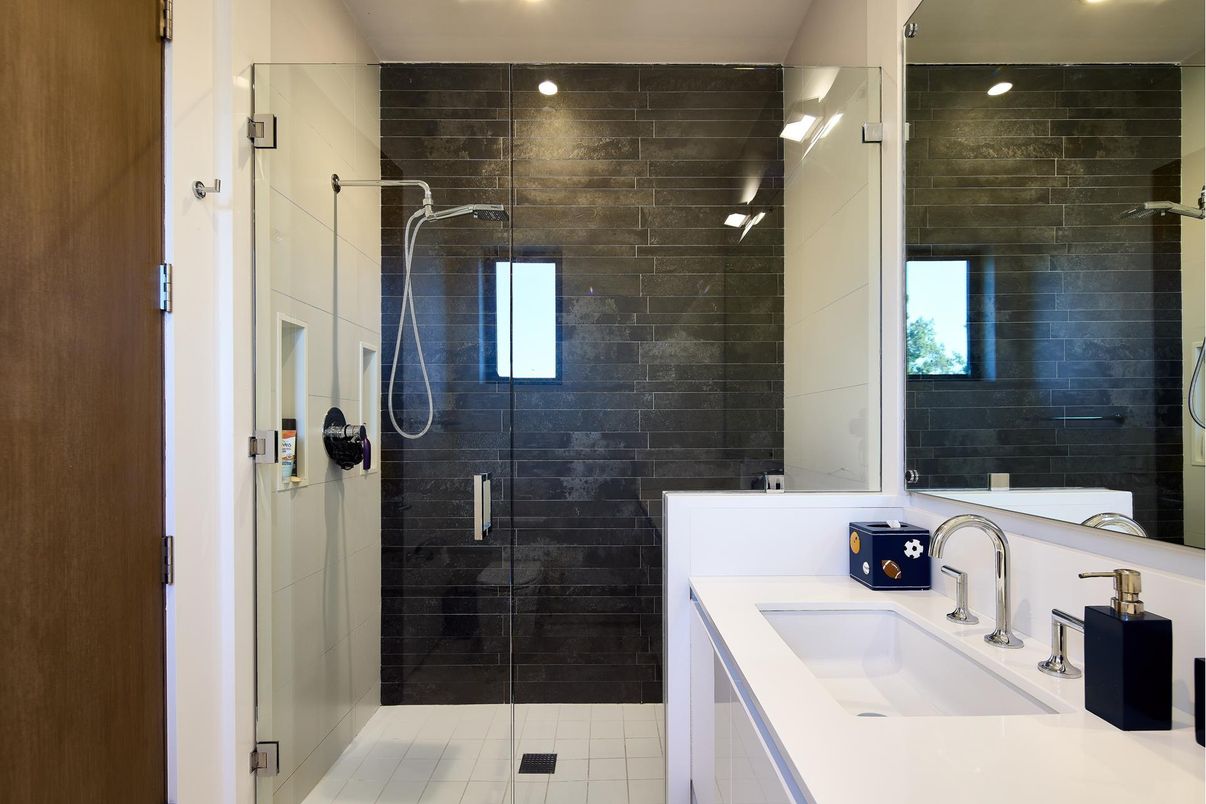 Bathroom, Dual Sink Vanities, Glass Shower, Interior, Recessed Lighting