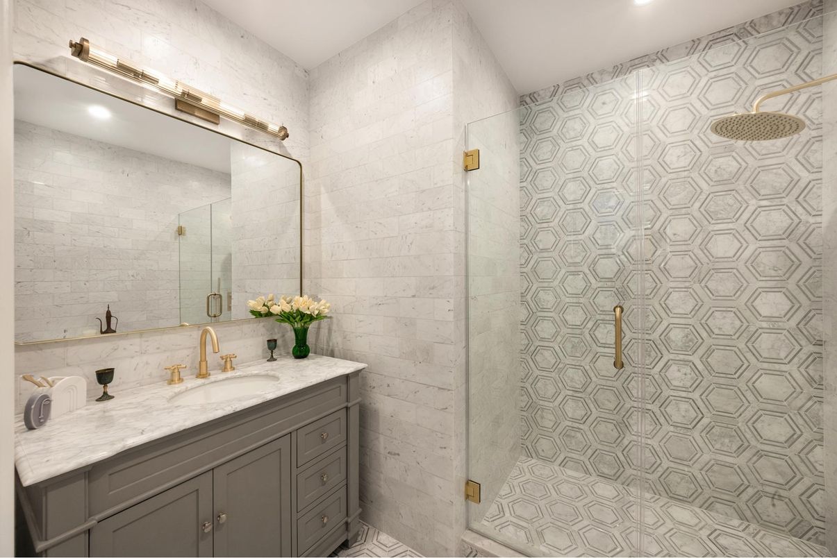 Bathroom, Glass Shower, Interior, Recessed Lighting