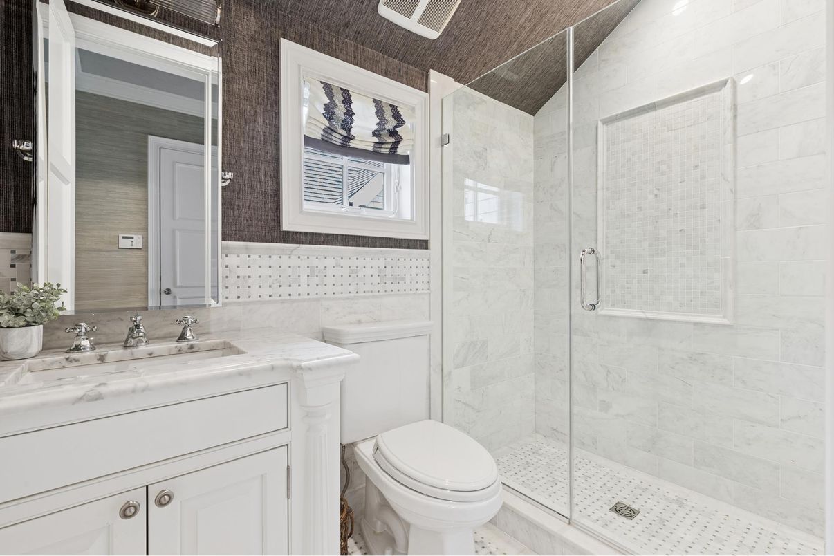 Bathroom, Glass Shower, Interior, Marble Walls