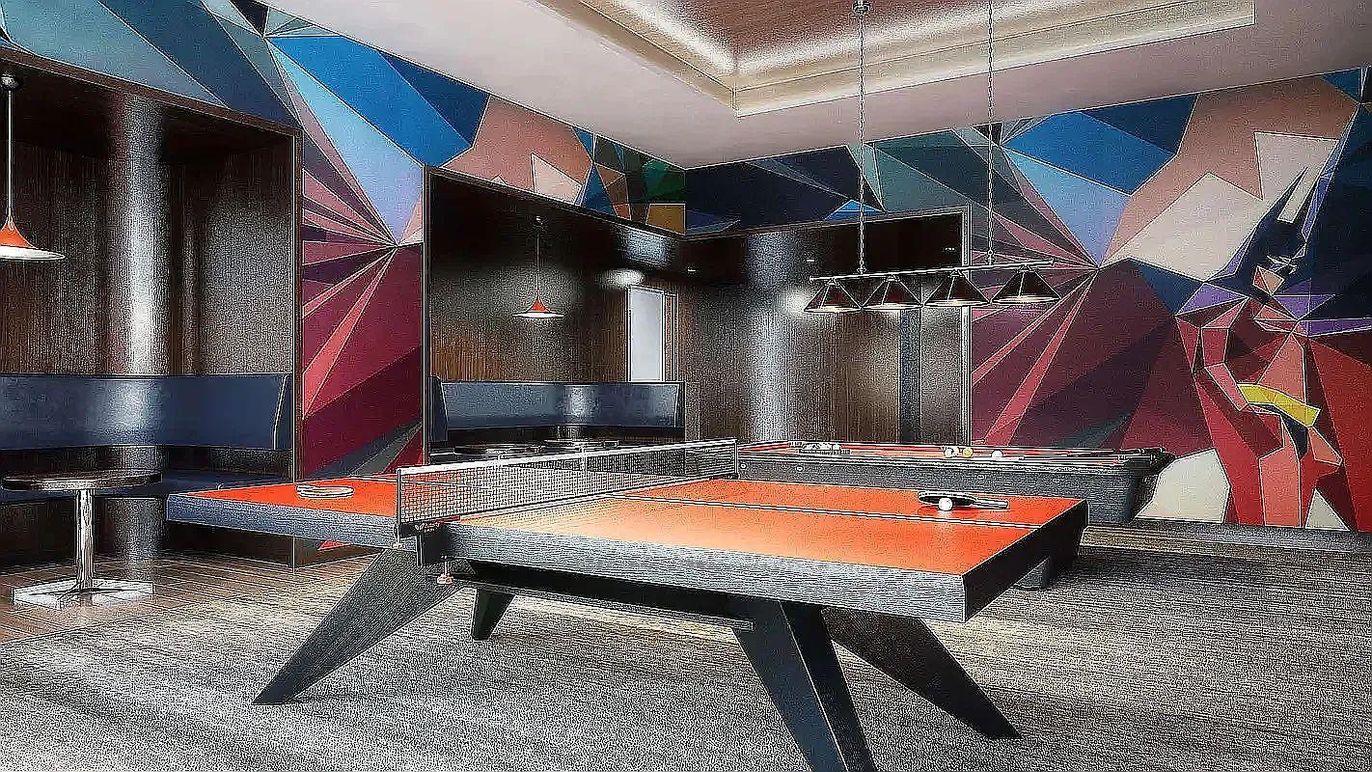 Billiard Table, Game Room, Interior, Pendant Lights