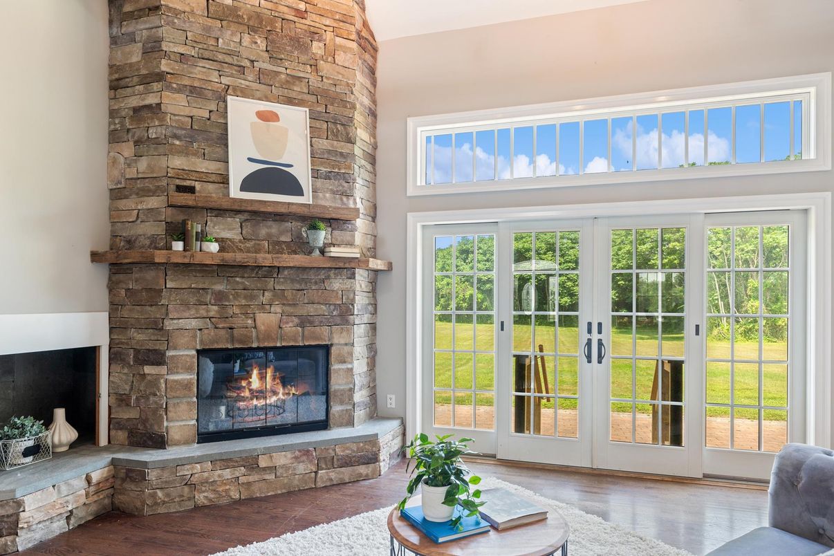 Fireplace, Interior, Stone Walls, Wood Texture Flooring