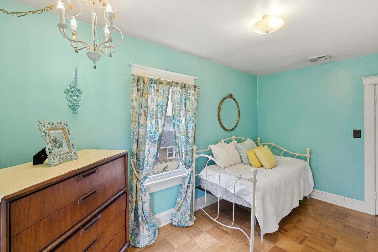 Bedroom, Chandelier, Interior, Wood Texture Flooring