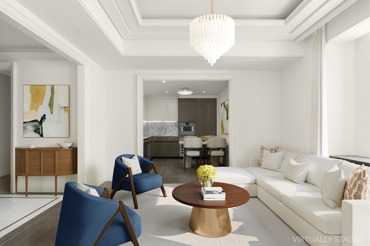 Chandelier, Interior, Kitchen, Living room, Recessed Lighting, Wood Texture Flooring