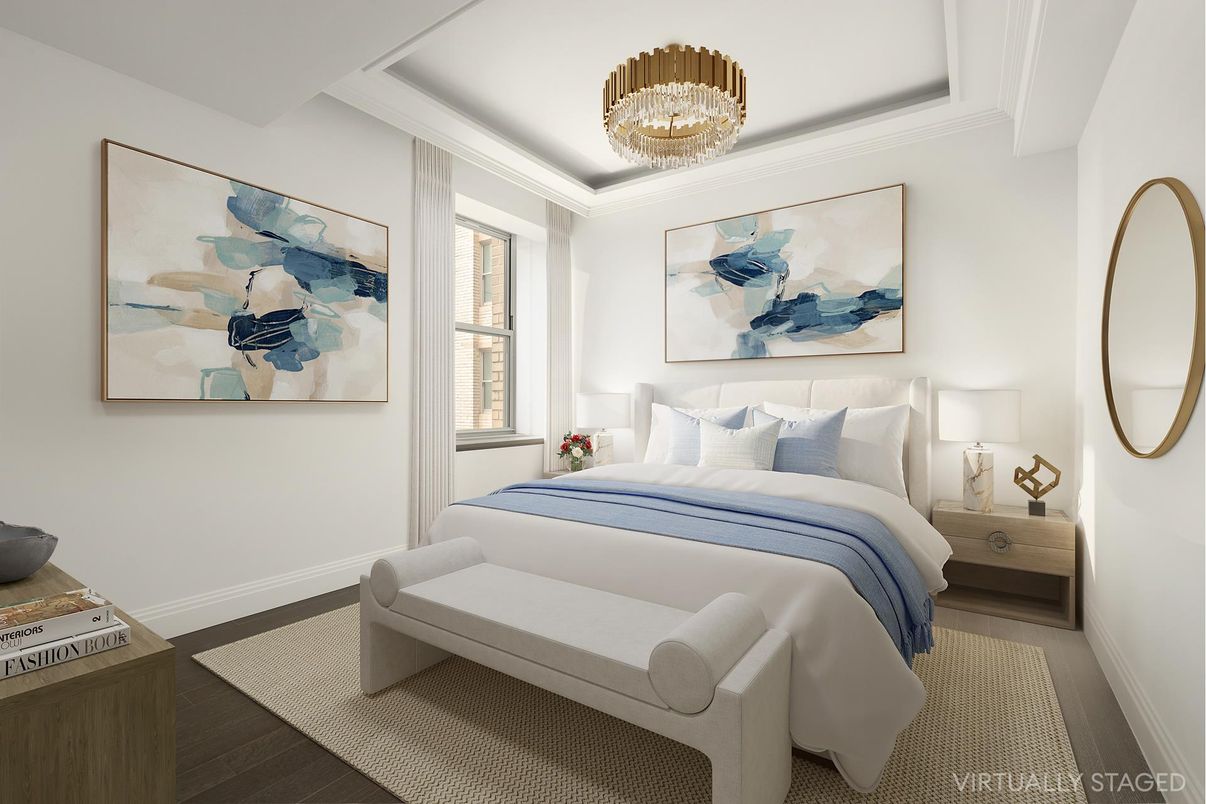 Bedroom, Chandelier, Interior, Wood Texture Flooring