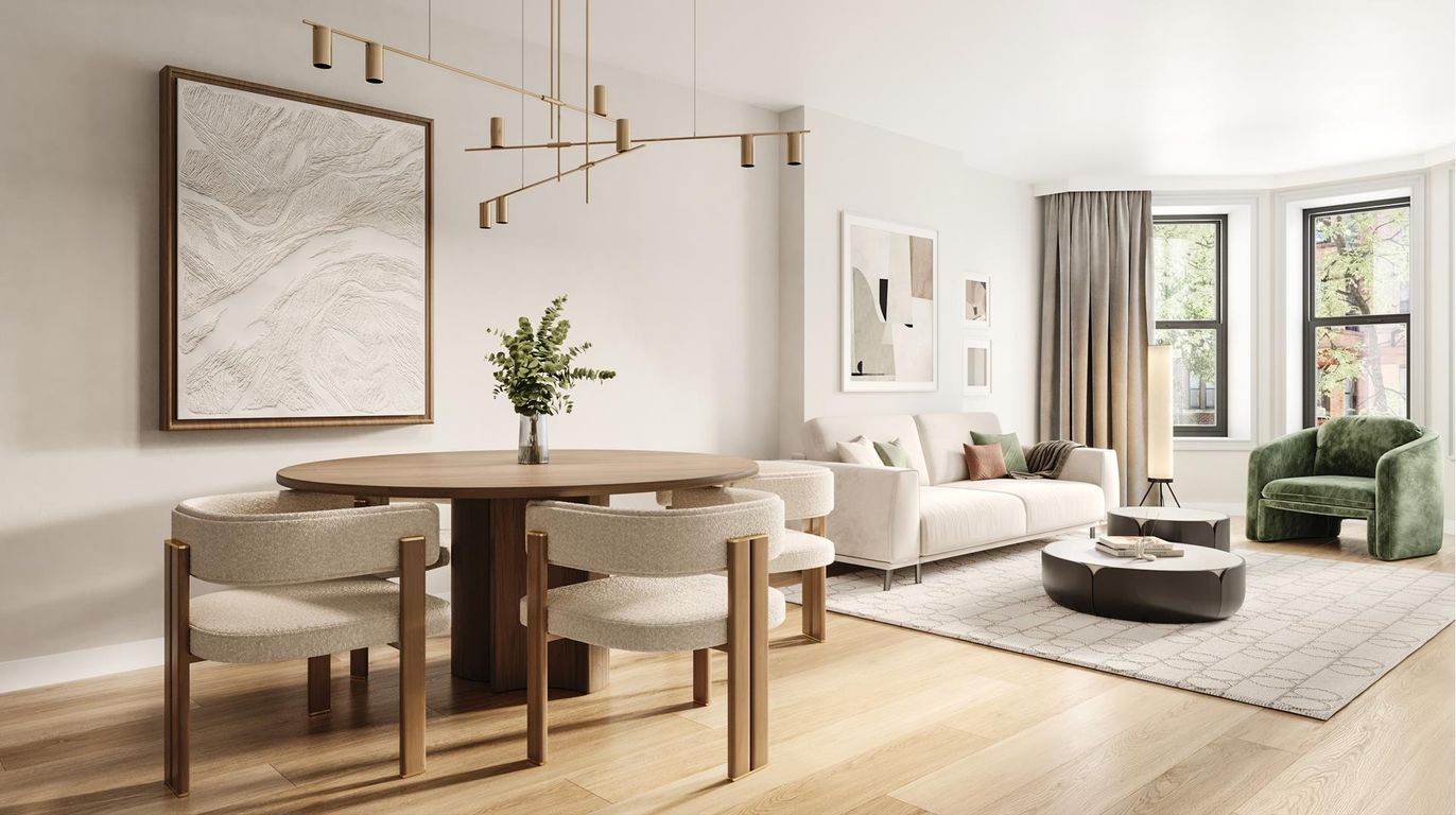 Dining room, Interior, Living room, Pendant Lights, Wood Texture Flooring