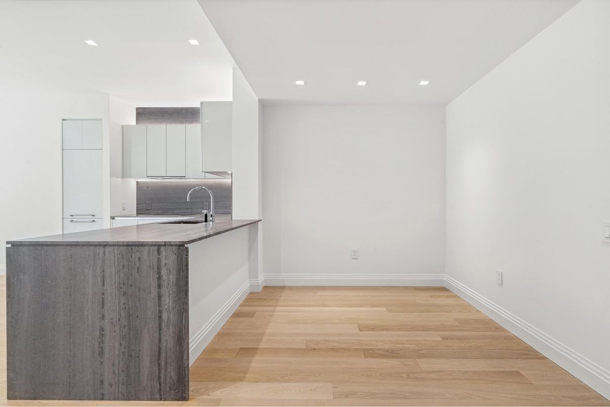 Interior, Kitchen, Recessed Lighting, Wood Texture Flooring