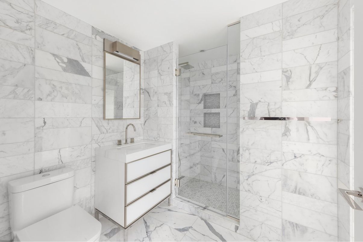 Bathroom, Glass Shower, Interior, Marble, Marble Walls