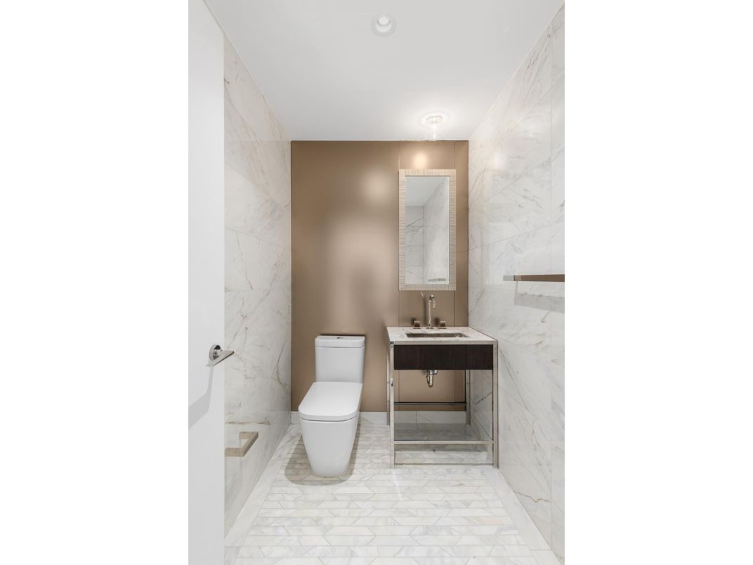 Bathroom, Interior, Marble Walls, Recessed Lighting