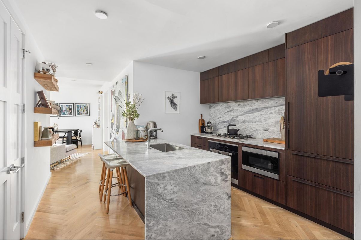 Interior, Kitchen, Recessed Lighting, Wood Texture Flooring