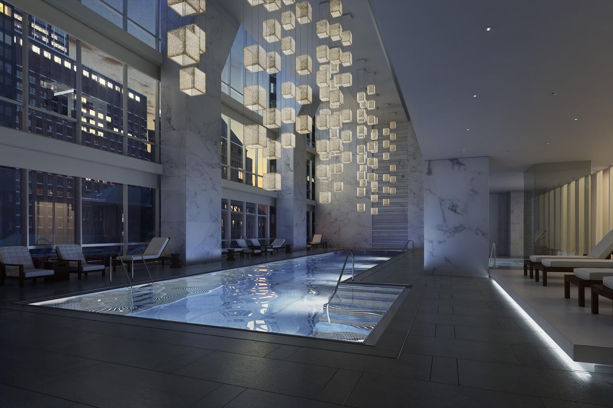 Interior, Marble Walls, Pendant Lights, Recessed Lighting
