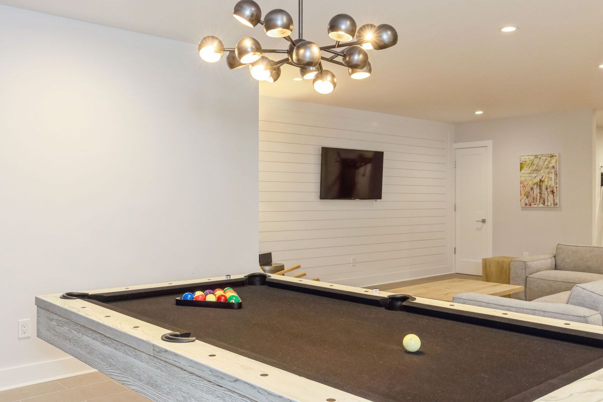 Billiard Table, Game Room, Interior, Recessed Lighting