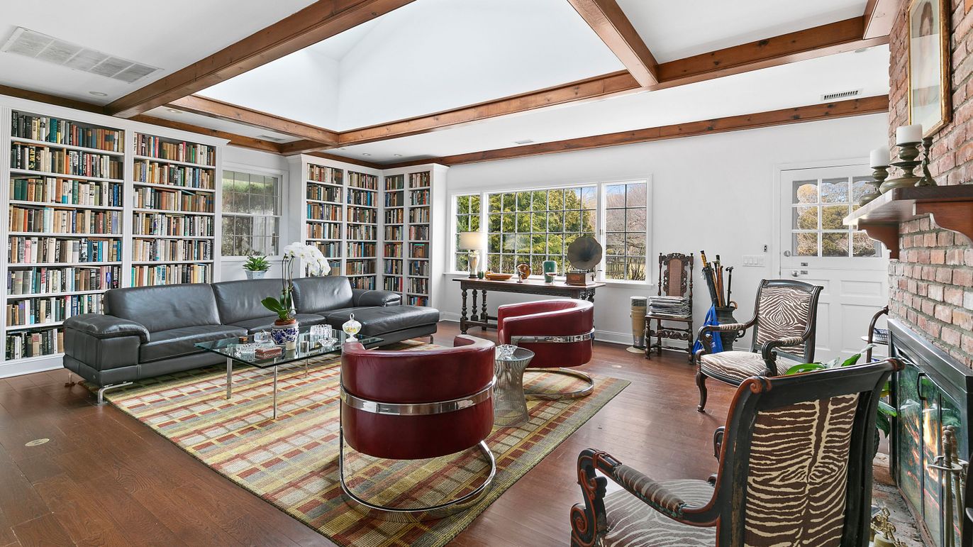 Fireplace, Interior, Living room, Stone Walls, Wooden Beams, Wood Texture Flooring