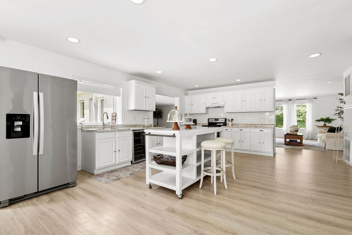 Interior, Kitchen, Recessed Lighting, Wood Texture Flooring