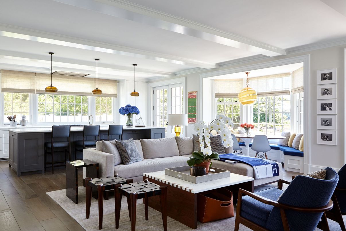 Dining room, Interior, Living room, Pendant Lights, Wood Texture Flooring