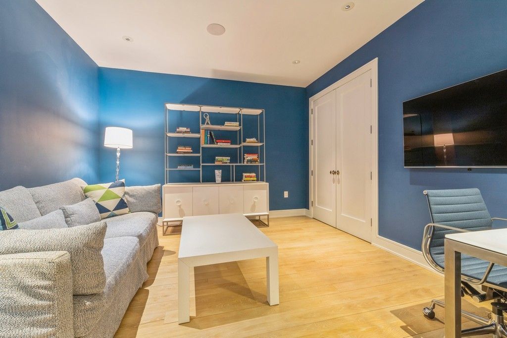 Home Office, Interior, Living room, Recessed Lighting, Wood Texture Flooring