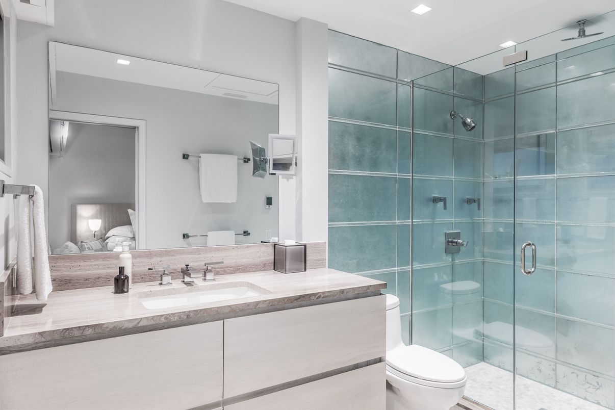 Bathroom, Bedroom, Glass Shower, Interior, Recessed Lighting