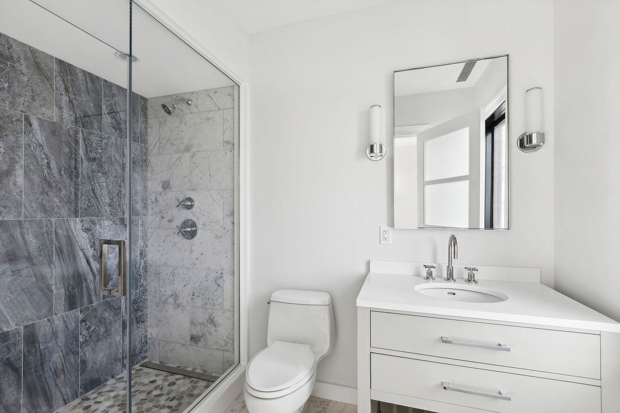 Bathroom, Glass Shower, Interior, Marble Walls
