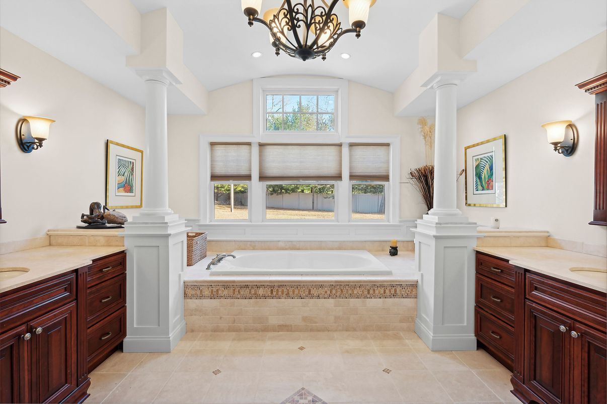 Bathroom, Chandelier, Interior, Recessed Lighting