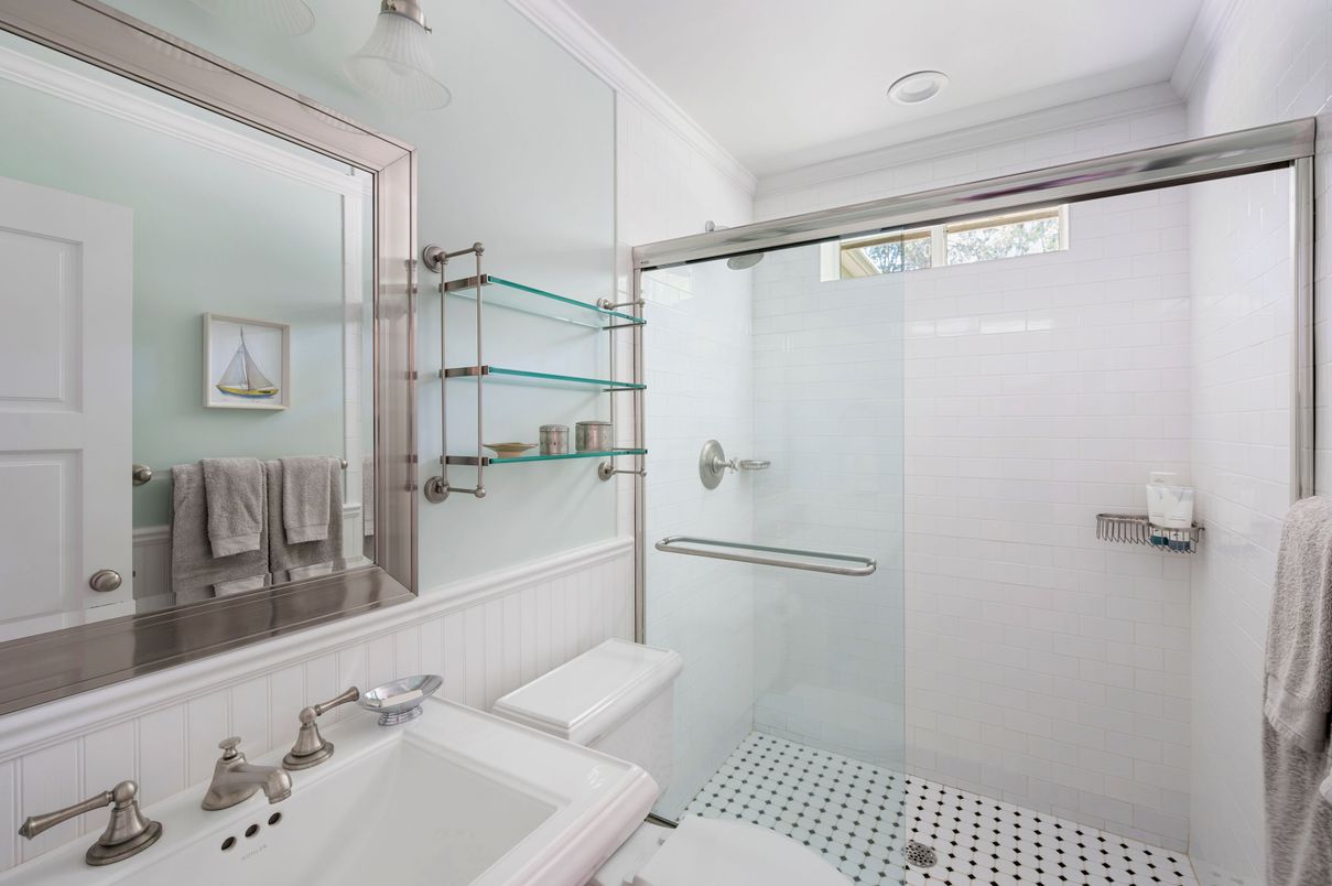 Bathroom, Glass Shower, Interior, Recessed Lighting