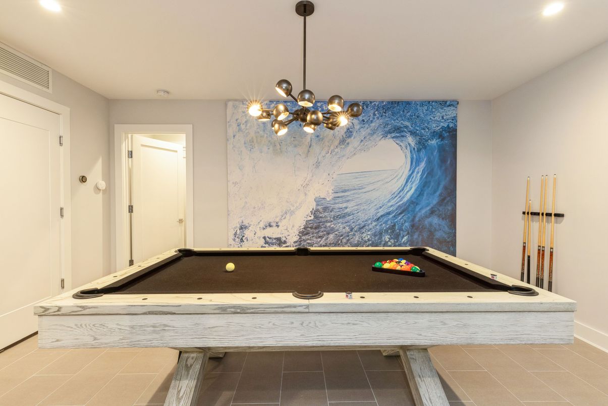 Billiard Table, Game Room, Interior, Pendant Lights, Recessed Lighting