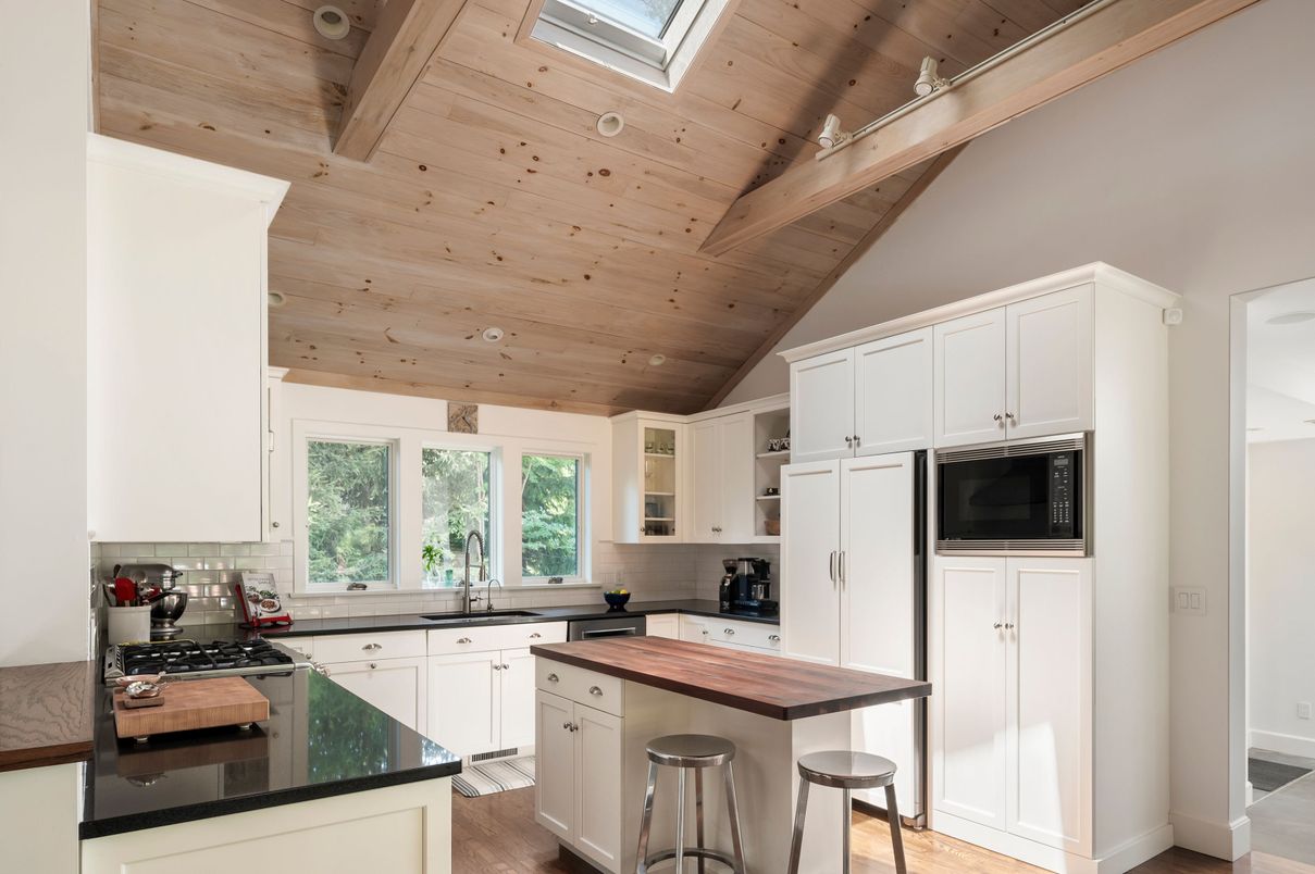 Interior, Kitchen, Recessed Lighting, Wooden Beams, Wooden Ceilings, Wood Texture Flooring