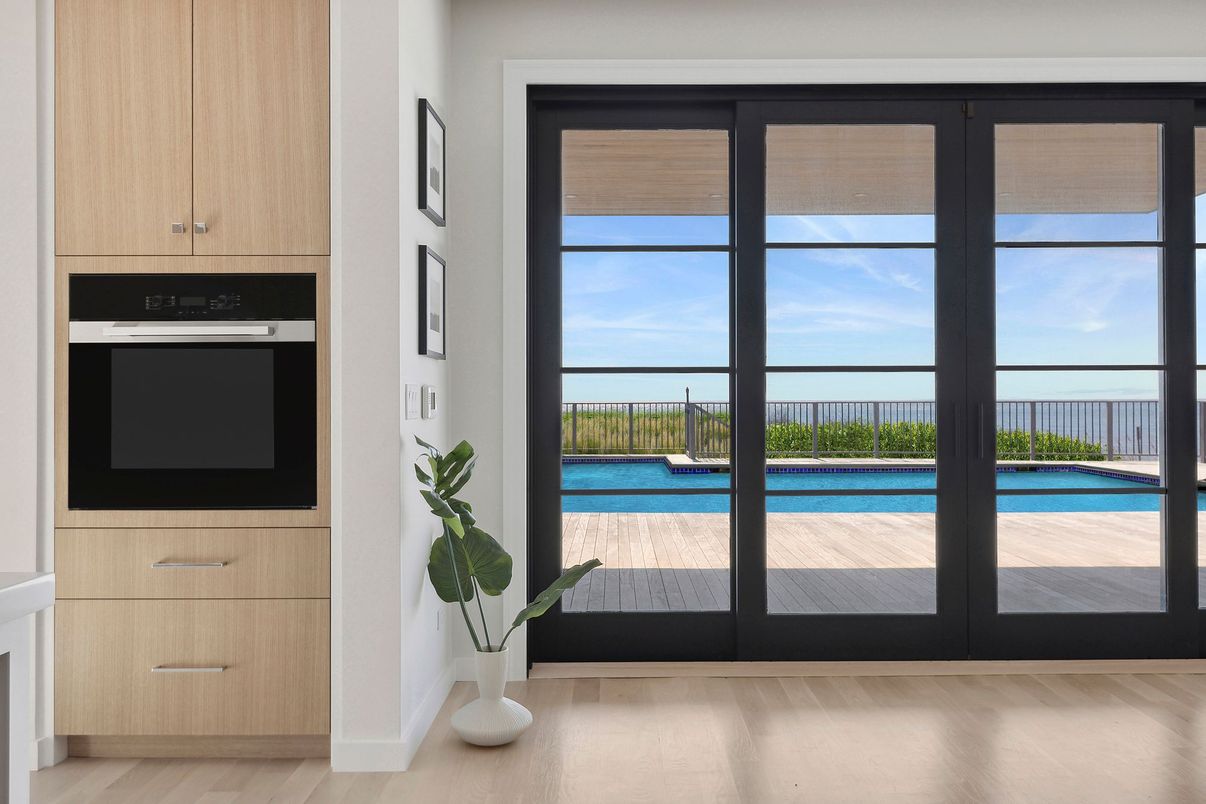 Interior, Kitchen, Stainless Steel Appliances, Water, Wood Texture Flooring