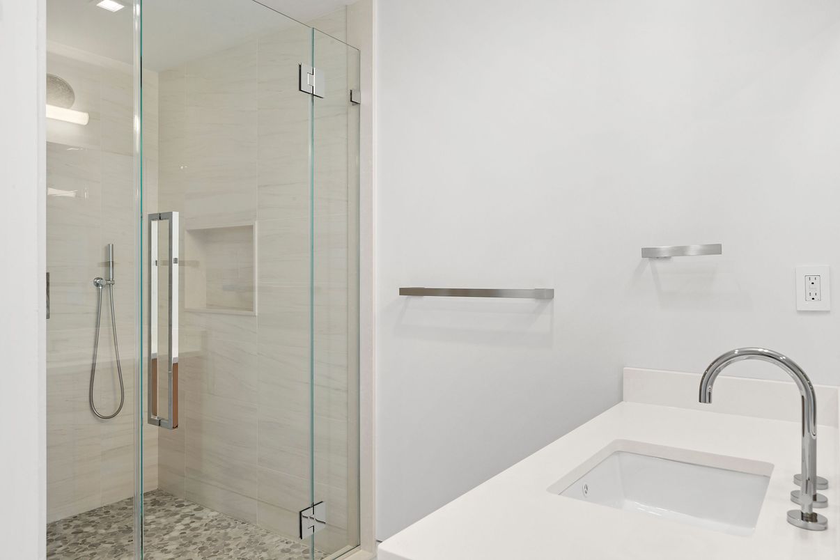 Bathroom, Glass Shower, Interior, Recessed Lighting
