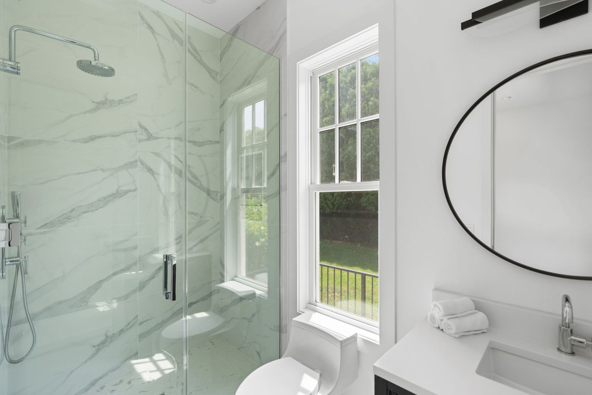 Bathroom, Glass Shower, Interior, Marble Walls