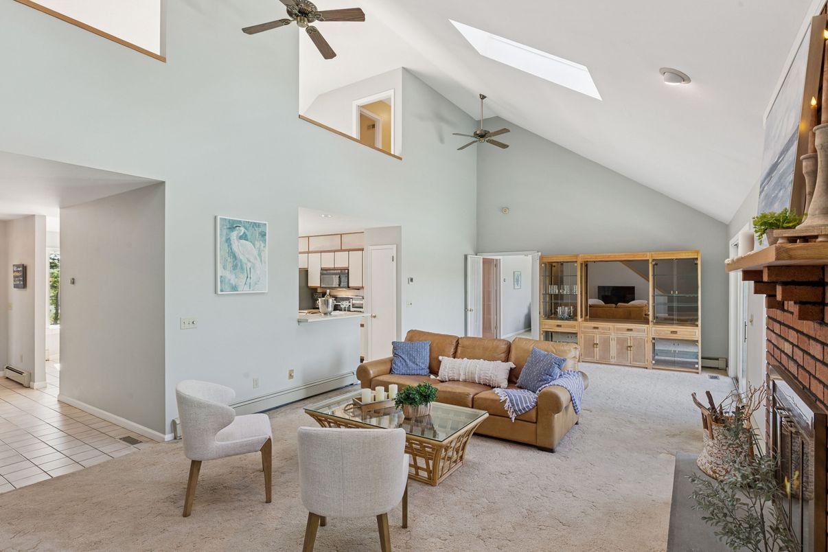 Fireplace, Interior, Kitchen, Living room, Recessed Lighting